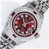 Rolex Ladies Stainless Steel 26MM Red Diamond Lugs 26MM Datejust Wristwatch With