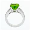 Image 8 : 18K White Gold 4.74 ctw Oval Peridot Solitaire & Diamond Double Split Shank Ring