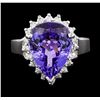 Image 2 : 6.36 ctw Tanzanite and Diamond Ring - 14KT White Gold