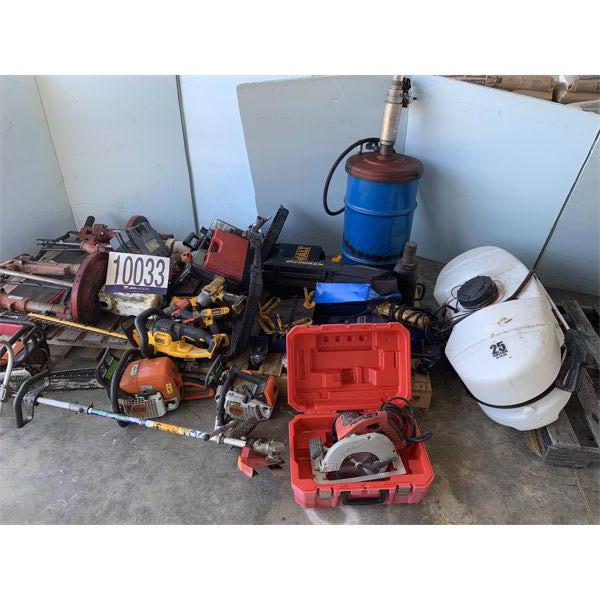 GREASE GUN, IMPACT WRENCHES, HYDRAULIC JACKS, GRINDER, CHAIN SAWS, AIR HAMMER, GRASS TRIMMER, TRANSM