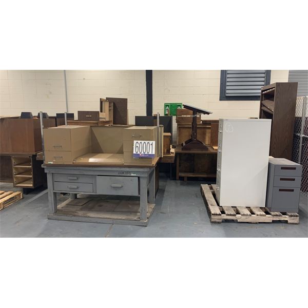 DESKS, BOOKCASE, FILE CABINET, Selling Offsite: Located in Montgomery, AL