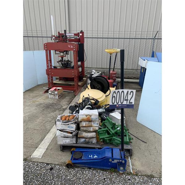 TIRE CHANGING MACHINE, HYDRAULIC PRESS, JACK, WINCH, OIL REEL, Selling Offsite: Located in Montgomer