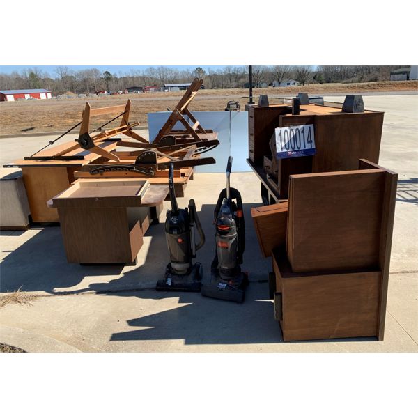 DESKS, CREDENZA, SOFA, DRAFTING TABLES, VACCUMS, Selling Offsite: Located in Fayette, AL