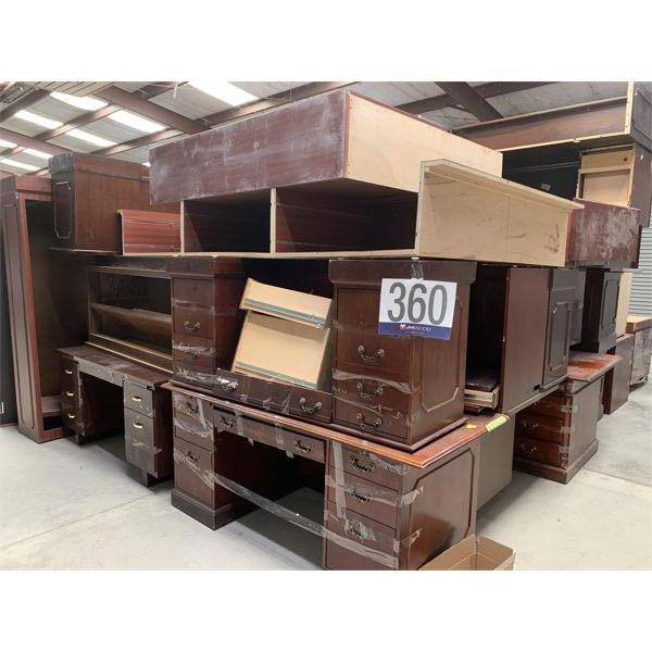 DESKS, TABLES, BOOKCASES, CREDENZAS, Selling Offsite: Located in Montgomery, AL