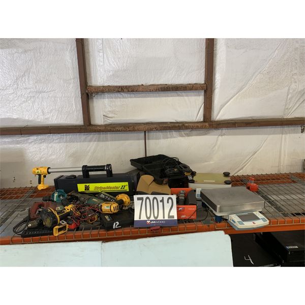 DISTANCE MEASURING DEVICES, DRILLS, STROBE LIGHTS, ANGLE GRINDER, ENGINE DIAGNOSTIC ANALYZER, SCALE,