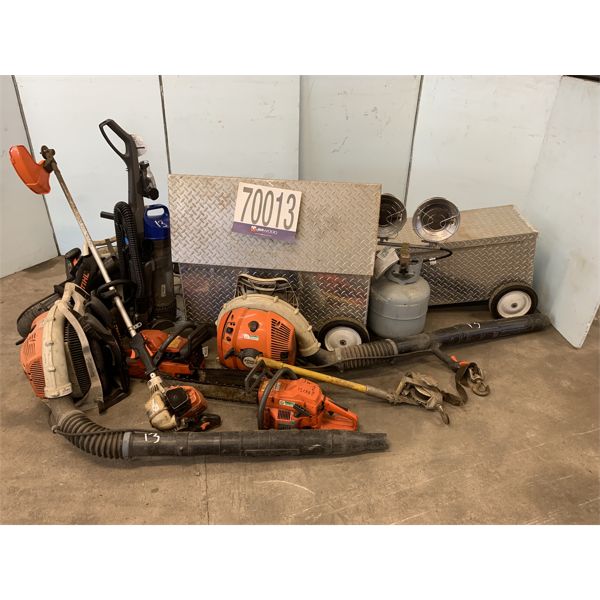 CHAIN SAWS, HOIST, GRASS BLOWERS, GRASS TRIMMER, VACUUM, TRAFFIC SIGNAL CONTROLLER, Selling Offsite: