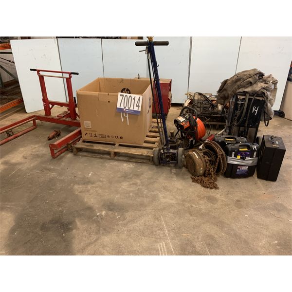 CHAIN HOIST, ROTEREX, OIL PUMP, TRANSMISSION JACK, WINCH, WELDER, BATTERY BOOSTERS, Selling Offsite: