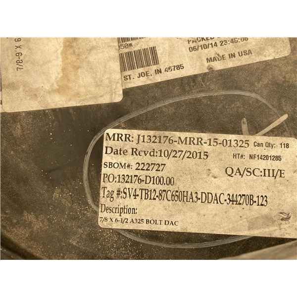 7/8" x 6-1/2" A325 BOLTS