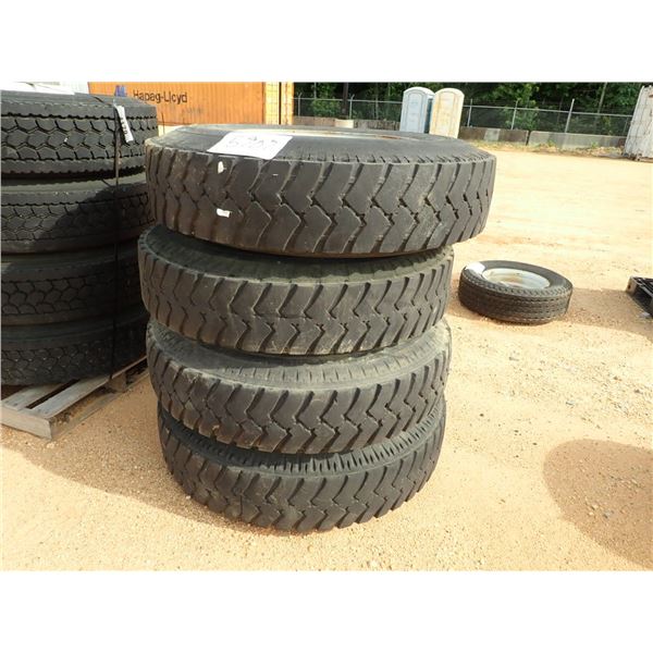 (4) 11.00-22 TIRES W/RIMS (A2)