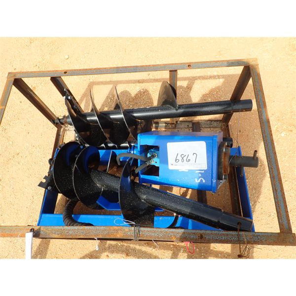 HYD AUGER W/2 BITS , fits skid steer loader (B5)