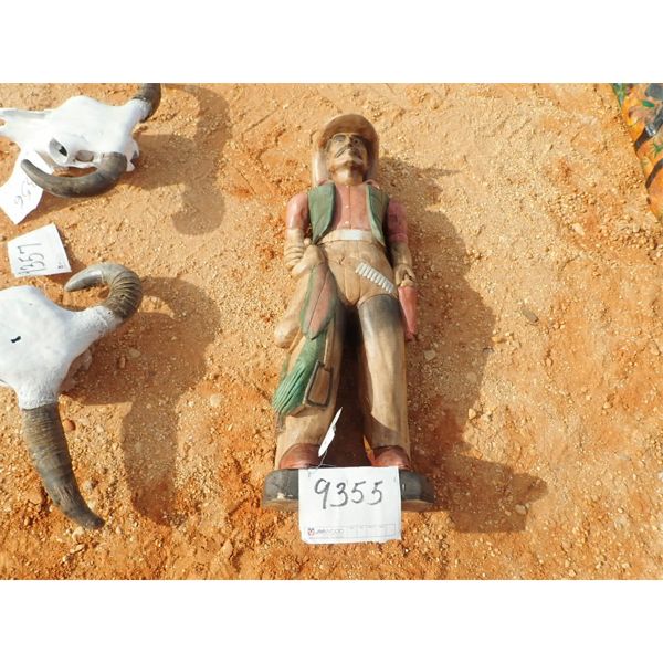 WOODEN COWBOY CARVING, 39"