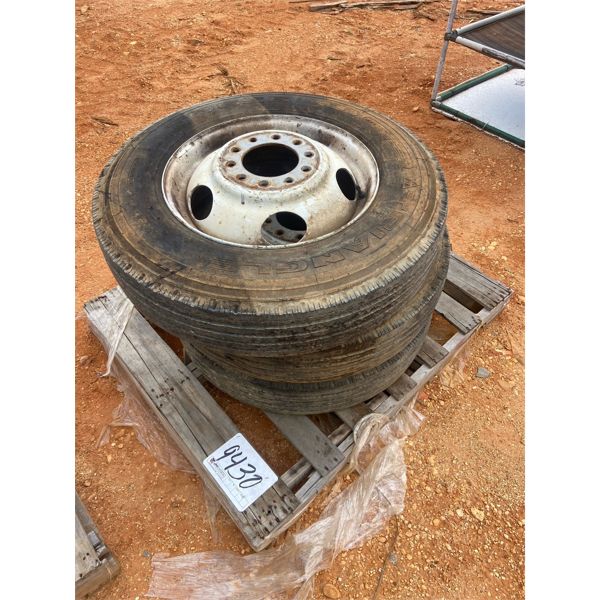 (3) 8R19.5 TIRES W/ WHEELS