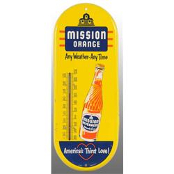 Tin Mission Orange Thermometer.