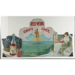 Cardboard Red Wing Grape Juice Die-Cut Display.