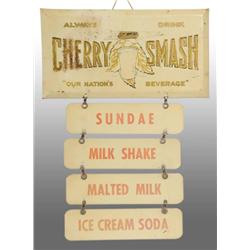 Tin Over Cardboard Cherry Smash Menu Sign.