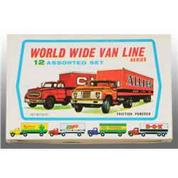 Box of 12 Assorted Worldwide Van Truck Toys.