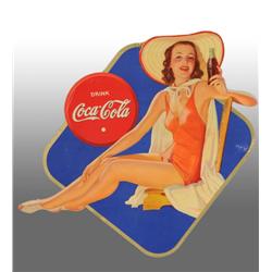 Cardboard Coca-Cola Die-Cut Bathing Girl.