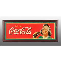 Masonite Coca-Cola Sign with Girl & Bottle.