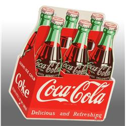 Tin Coca-Cola 6-Pack Die-Cut Sign.