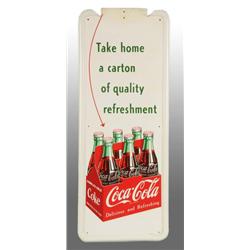 Coca-Cola Pilaster Bottle Sign with Button.