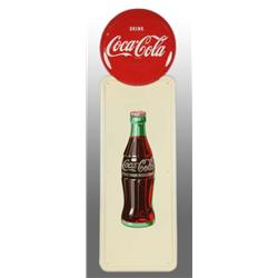 Coca-Cola Pilaster Bottle Sign with Button.