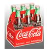 Image 1 : Tin Coca-Cola 6-Pack Die-Cut Sign.