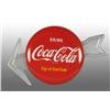 Image 1 : Tin Coca-Cola Button with Arrow.
