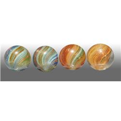 Lot of 4: Pee-Wee Onionskin Lutz Marbles.