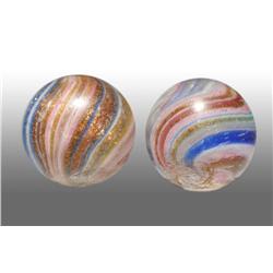 Lot of 2: Onionskin Lutz Marbles.