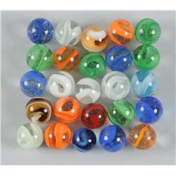 Lot of 25: Machine-Made Swirl Marbles.