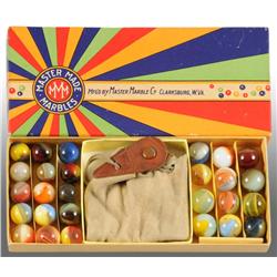 Machine-Made Marble Box with Marbles.