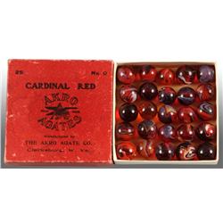 Akro Agate Cardinal Red No. 0 Marbles Box.