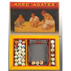 Akro Agate No. 230 Box with Marbles.