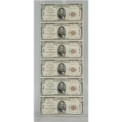 Uncut Sheet of $5.00 Bills.