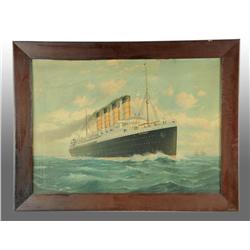 Colored Lusitania Ship Lithograph.