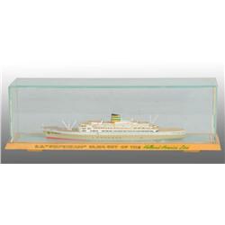 Desktop Glass Enclosed SS Statendam Ship Model.