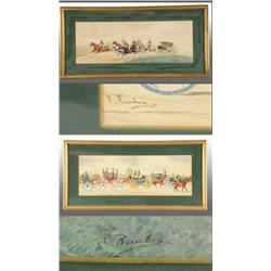 Lot of 2: Watercolor Paintings of Carriage Scenes.