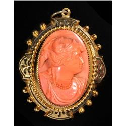 Antique Coral Cameo Locket.