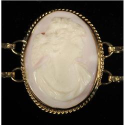 Antique 14K Yellow Gold Bracelet with 6 Cameos.