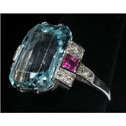 Aquamarine, Diamond & Ruby Ring.