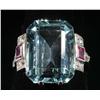Image 2 : Aquamarine, Diamond & Ruby Ring.