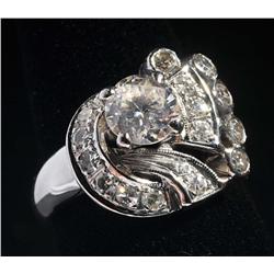 Ladies 18K White Gold Diamond Cluster Ring.