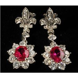 Contemporary Ruby & Diamond 18K Earrings.