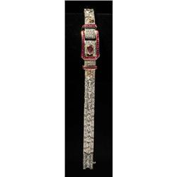 Ruby & Diamond 18K White Gold Buckle Bracelet.