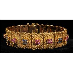 Antique 18K Yellow Gold Bracelet with Stones.