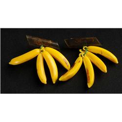 Lot of 2: Bakelite Banana Bunch Pins.