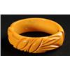 Image 1 : Bakelite Carved Yellow Hinged Bracelet.