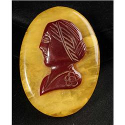 Bakelite Cameo Pin of Woman.