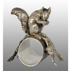 Large Squirrel On Log Figural Napkin Ring.