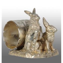 Two Rabbits on Square Base Figural Napkin Ring.